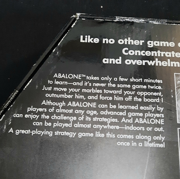 Vintage Abalone Board Game- Galoob, B&W Hexagon Strategy Game, 1990 COMPLETE - Picture 8 of 12